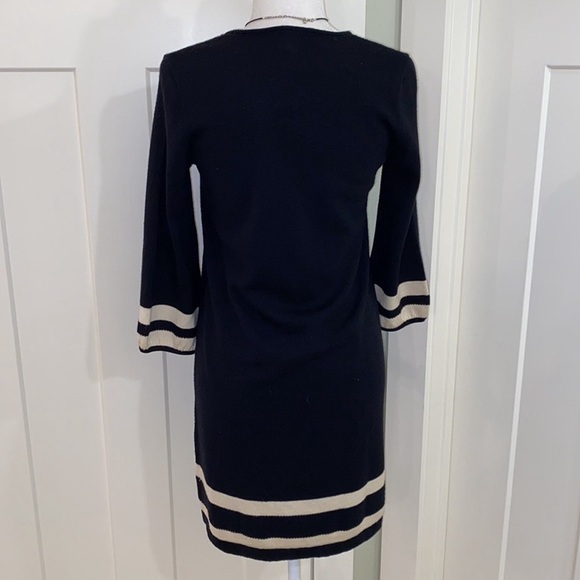 Navy and Cream Knit Dress - Picture 2 of 2